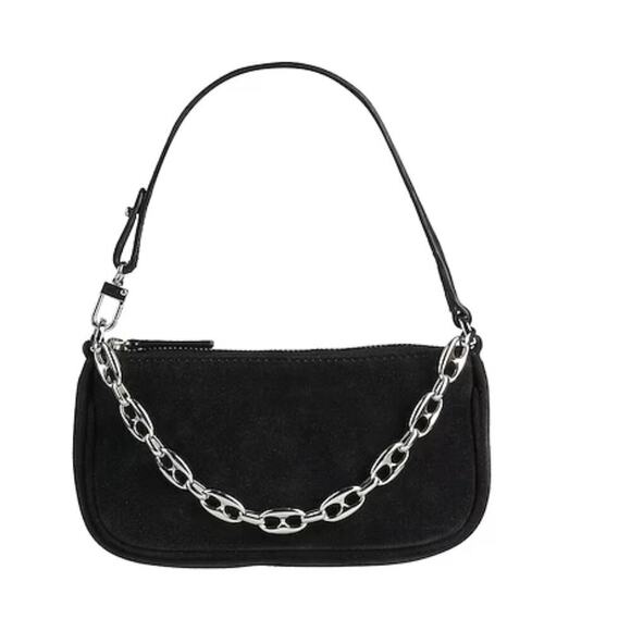 BY FAR Mini Rachel Bag in Black Suede - New Without Tag